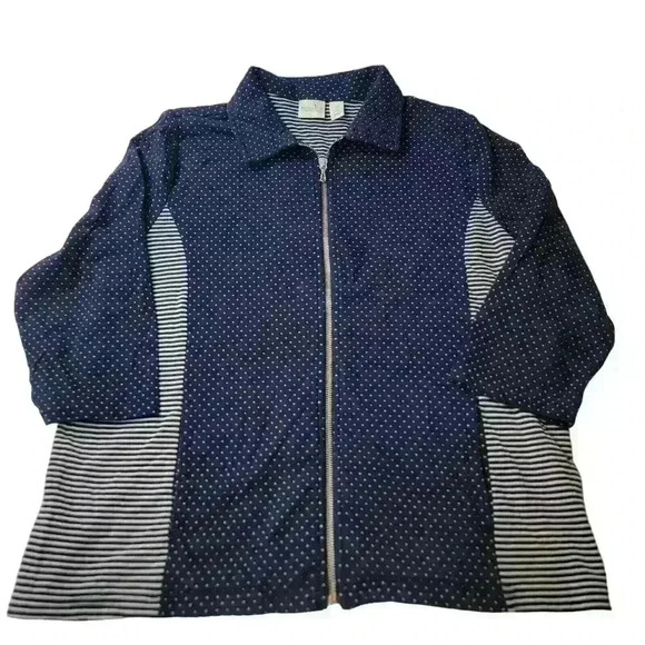 Weekends By Chicos 2 Jacket Womens Large Nautical Athleisure Comfort Travel - Picture 6 of 16